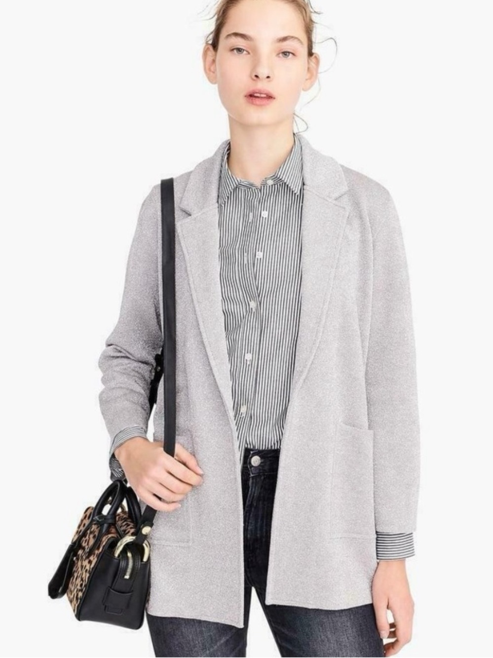 J.Crew Gray Sophie Open Front Sweater Blazer